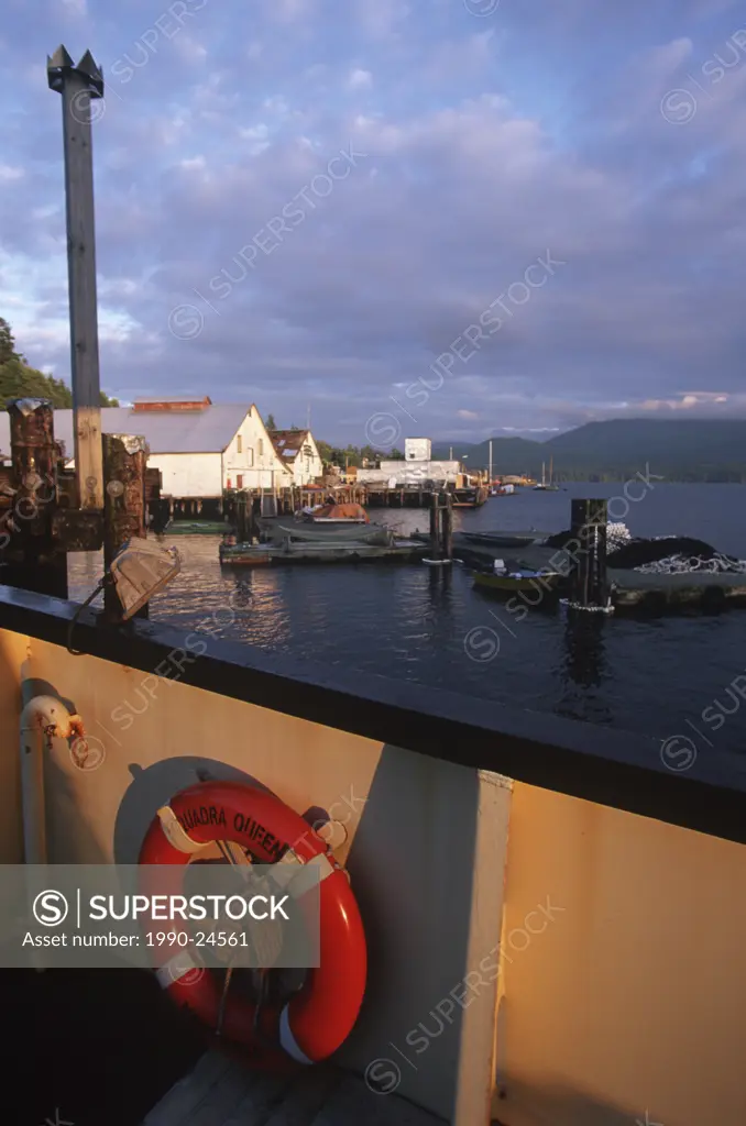 Alert Bay waterfront with cannery row, Vancouver Island, British Columbia, Canada