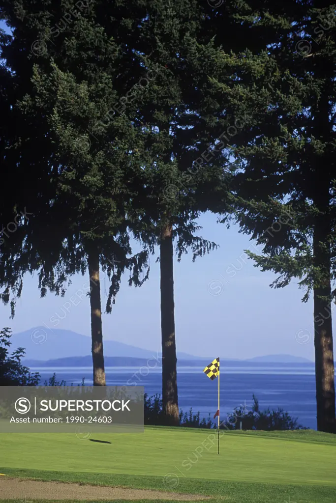 Qualicum Beach Memorial Golf Course overlooking Georgia Strait, Vancouver Island, British Columbia, Canada