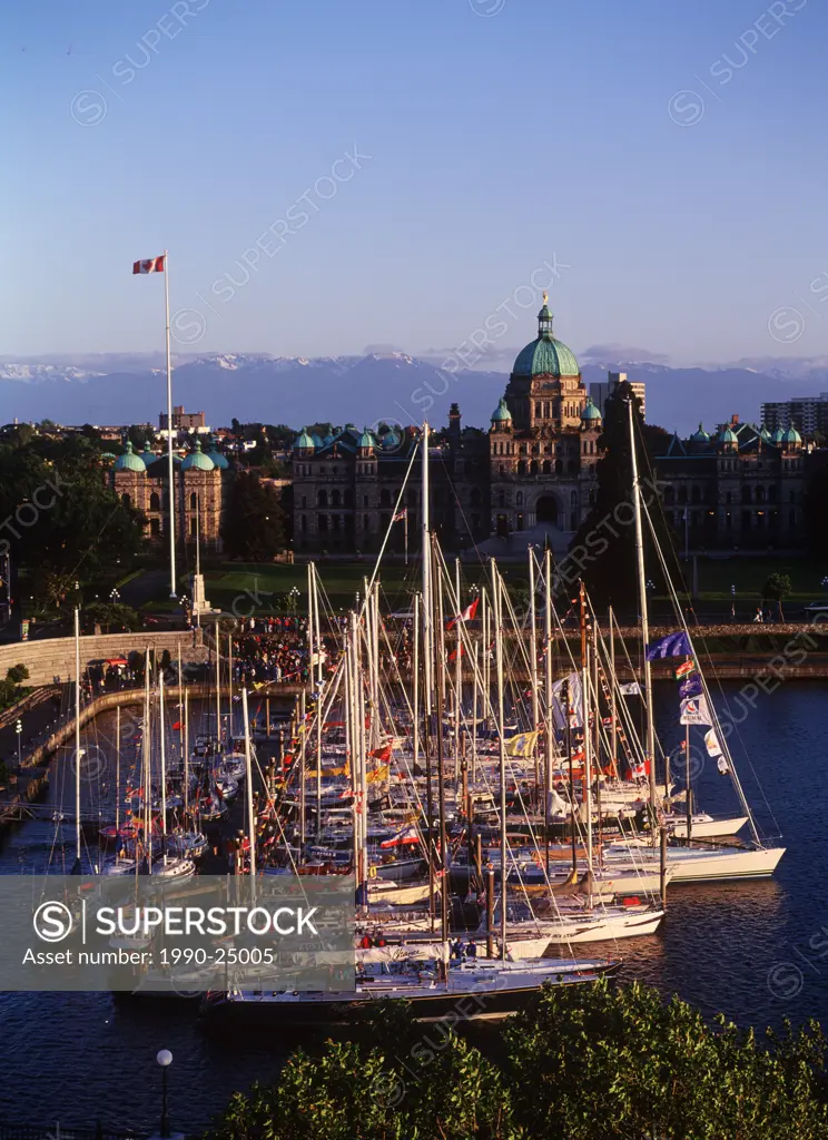 Victoria´s inner harbour with the Parliament Buildings at Swiftsure weekend, Victoria, Vancouver Island, British Columbia, Canada
