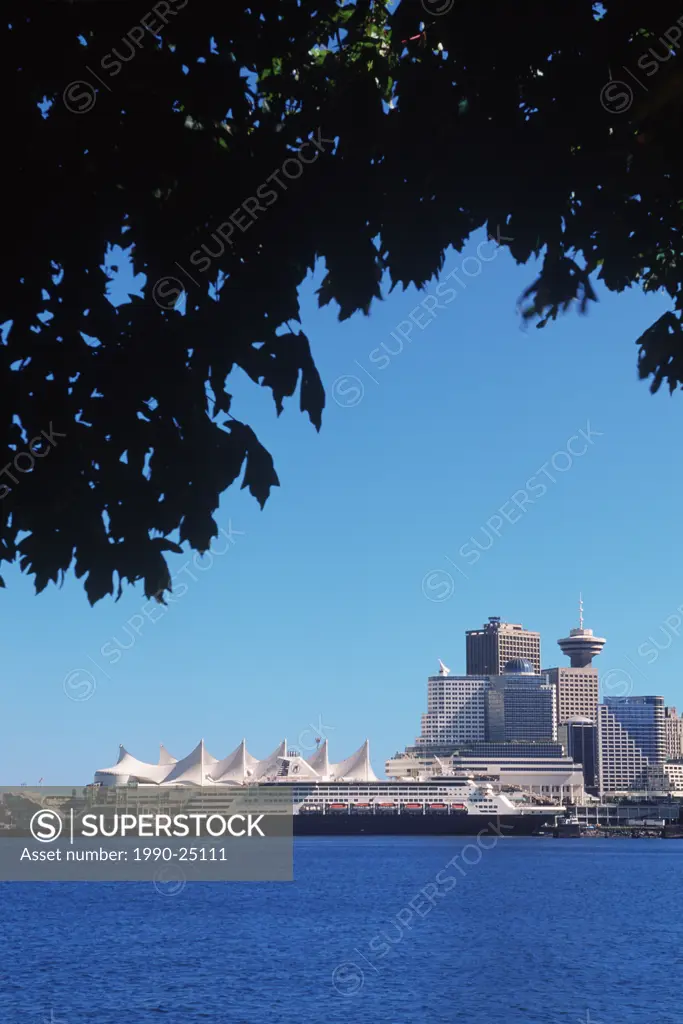 view of downtown and canada place from Coal Harbour, Vancouver, British Columbia, Canada