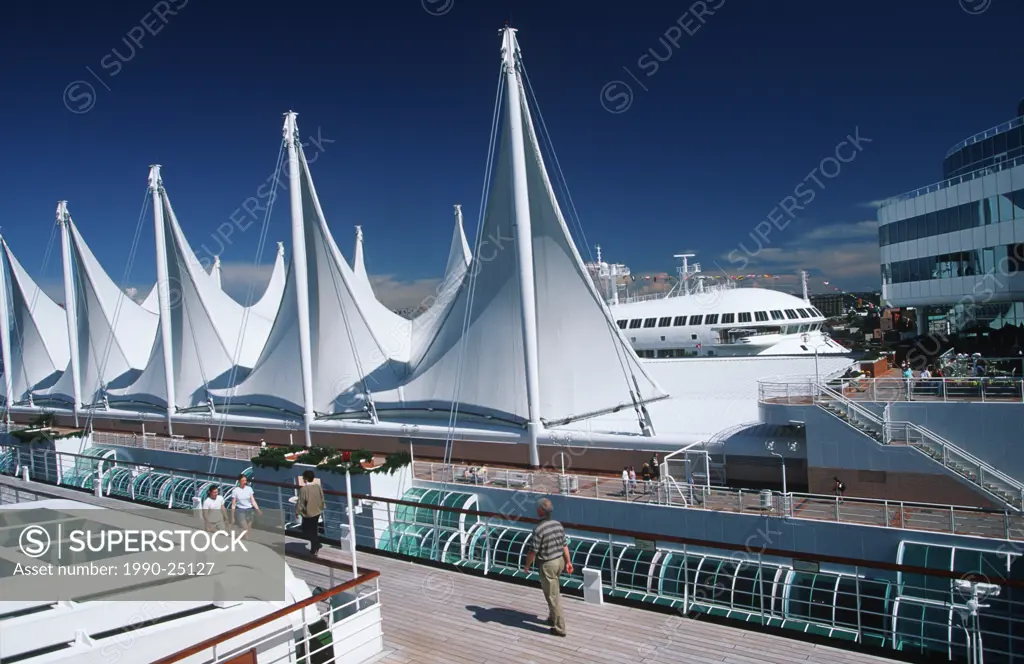 View of Canada Place from cruise ship, Vancouver, British Columbia, Canada
