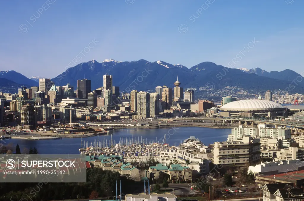 View of false creek and downtown, Vancouver, British Columbia, Canada