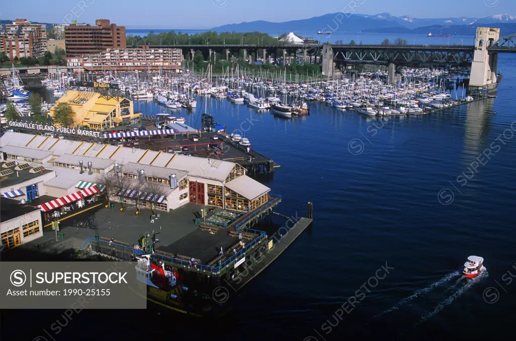 View over Granville Island, Vancouver, British Columbia, Canada