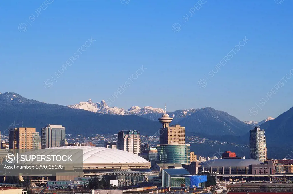 View across False Creek to BC Place, Vancouver, British Columbia, Canada