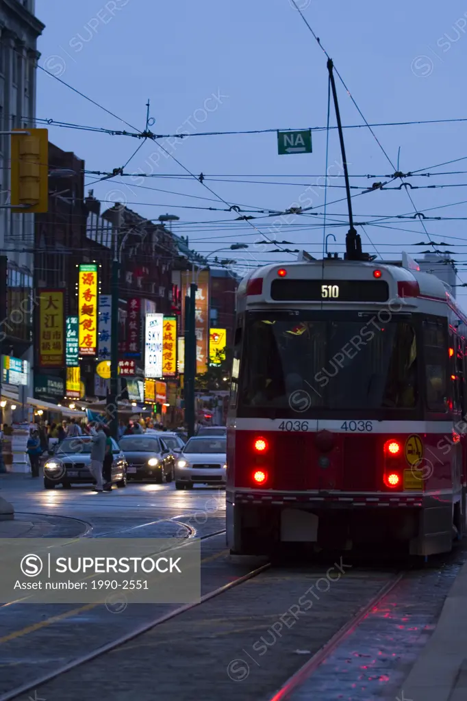 Toronto transit on Spadina Avenue, chinatown  Toronto, Ontario, Canada