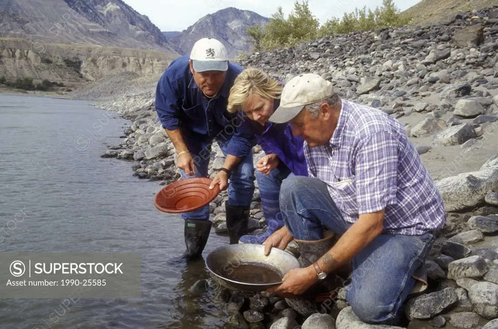Gold panning on the Fraser River, British Columbia, Canada