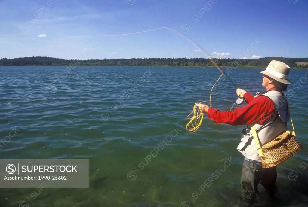 Fly-fishing on 108 Mile Lake, British Columbia, Canada