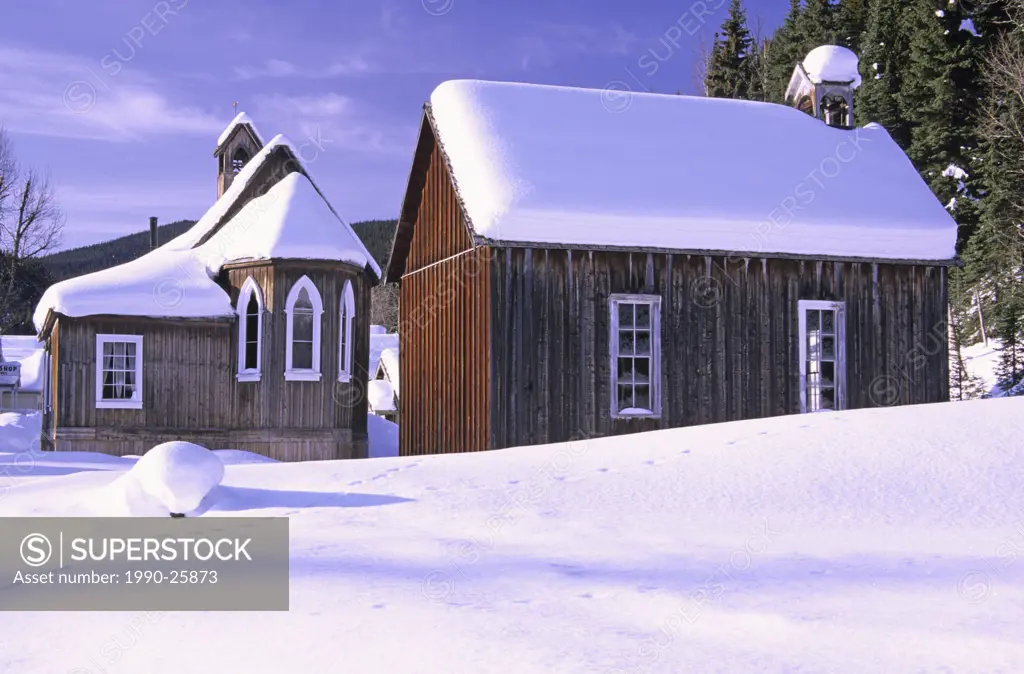 St Saviour´s Church in morning light in the historic mining town of Barkerville is located just outside of Bowron Lakes Provincial Park, British Colum...