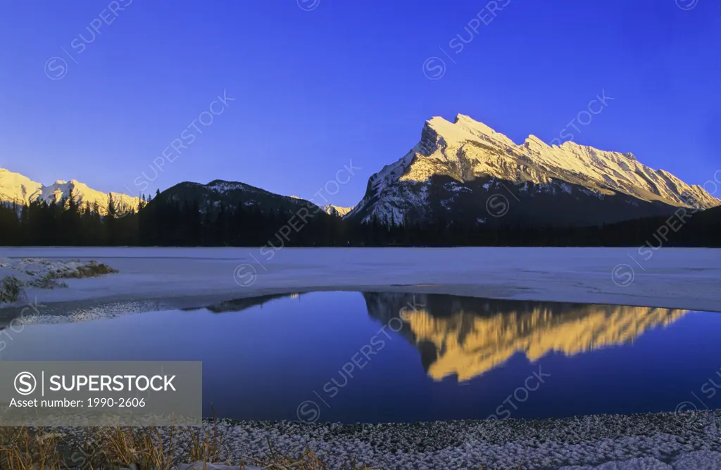 Mount Rundle and Vermilion Lakes at sunset, Banff National Park, Alberta, Canada