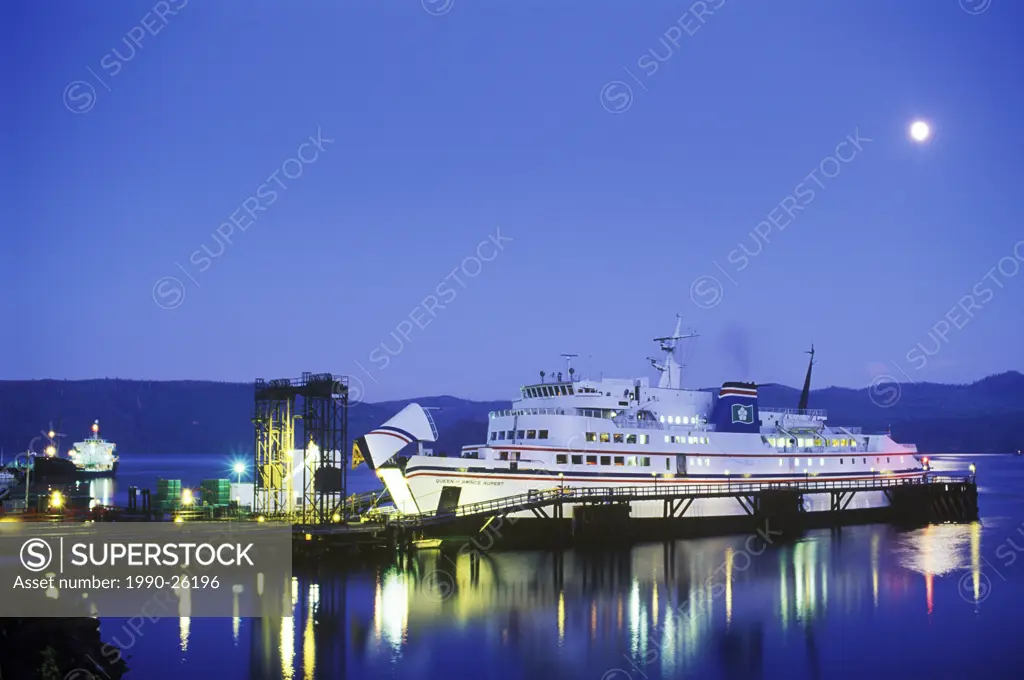 Ferry at dock, Skidegate, Haida Gwaii, British Columbia, Canada