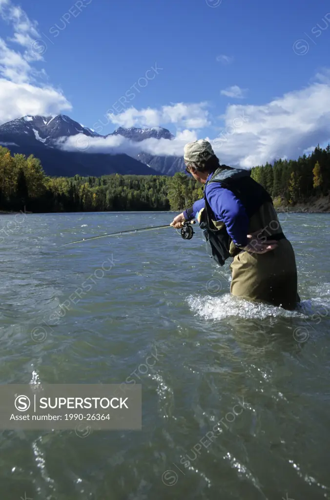 Flyfishing, Bulkley river, Smithers, British Columbia, Canada