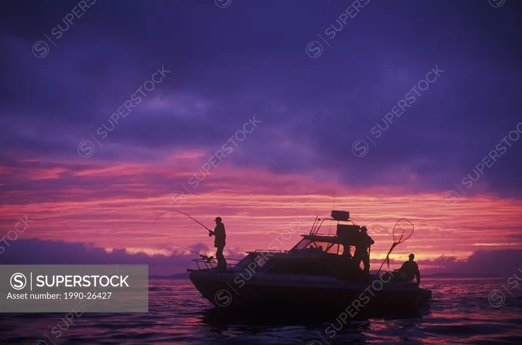 Salmon Fishing at sunset, Vancouver, British Columbia, Canada