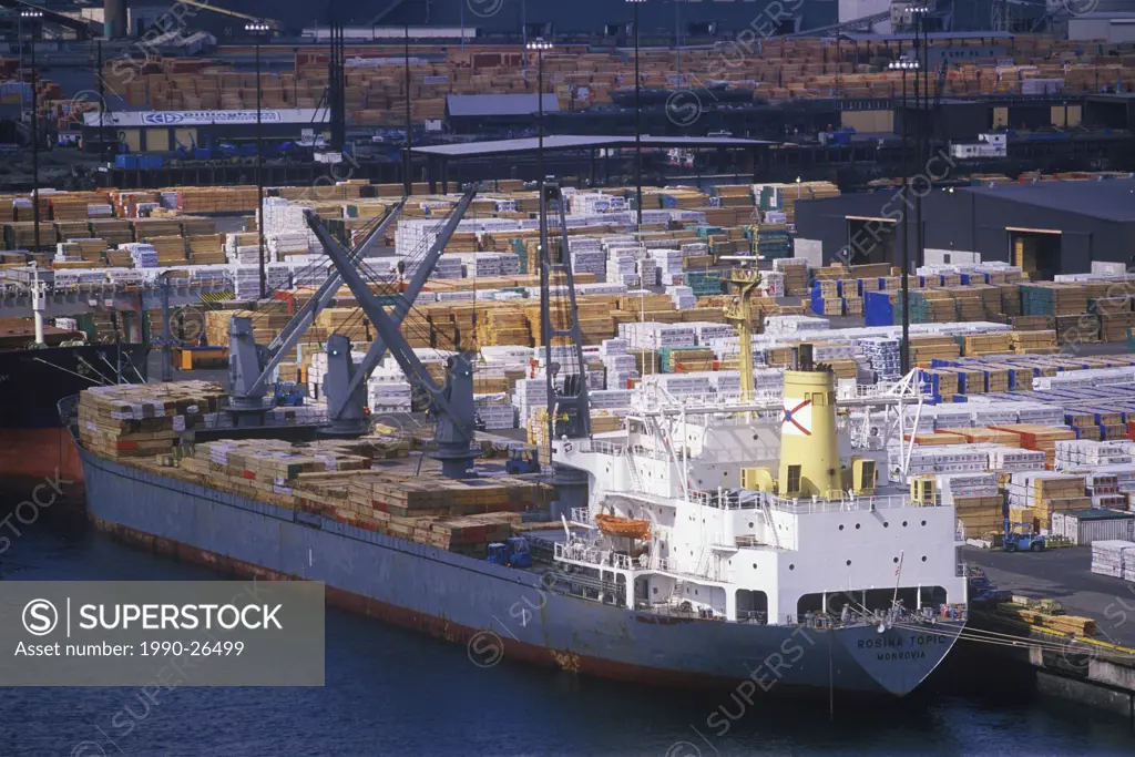 Aerial of the Port of Vancouver, British Columbia, Canada