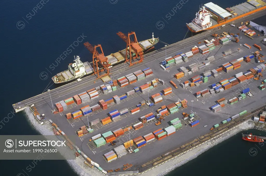Aerial of the Port of Vancouver, British Columbia, Canada