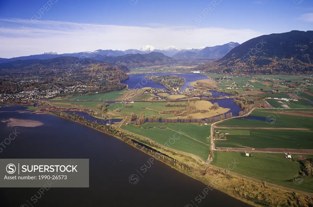 Aerial of Hatzic Lake in the Fraser Valley, British Columbia, Canada