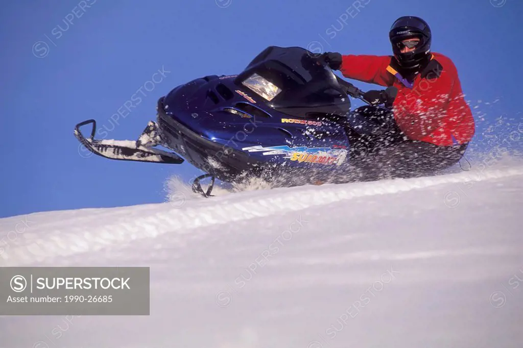 Snowmobiling in the Coast Mountains, Whistler area, British Columbia, Canada