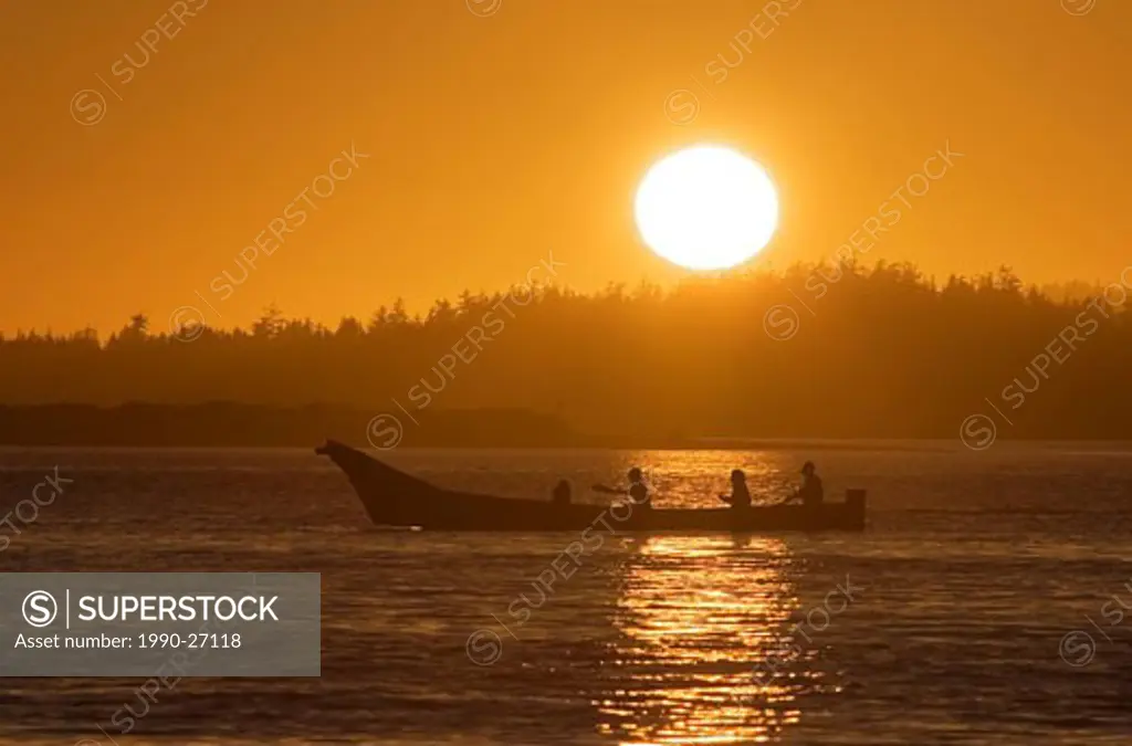 People from Opitsat paddle to Tofino, Vancouver Island, British Columbia, Canada