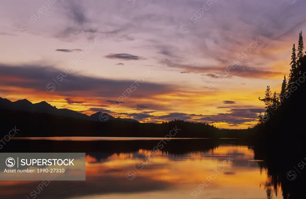 Mayfair Lakes at sunset, Muskwa Kechika Wilderness, Northern Rockies, British Columbia, Canada