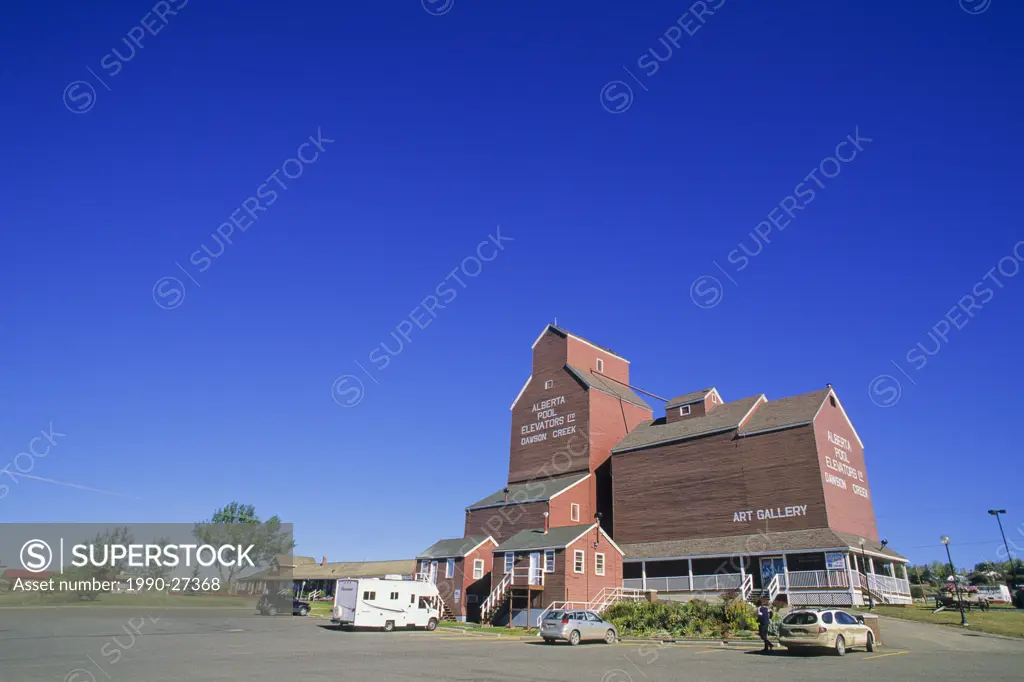 The historic grain elevator that serves as the Information Centre and Museum for Mile Zero of the Alaska Highway, Dawson Creek, British Columbia, Cana...