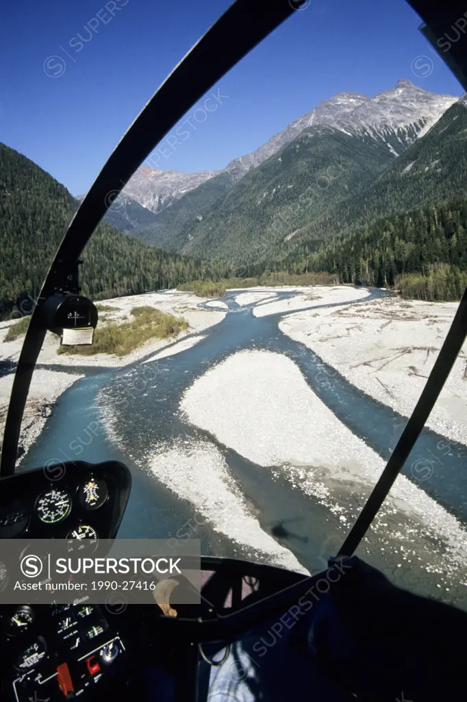 View from cockpit of helicopter, British Columbia, Canada