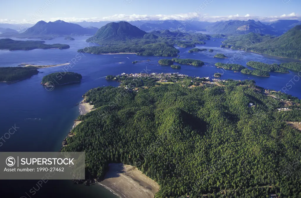 Aerial of Tofino and Clayquot Sound, British Columbia, Canada