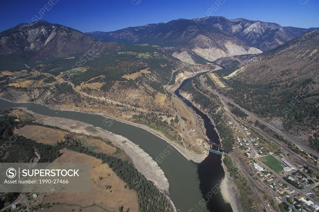 Aerial of the Confluence of the Thompson and Fraser River, British Columbia, Canada