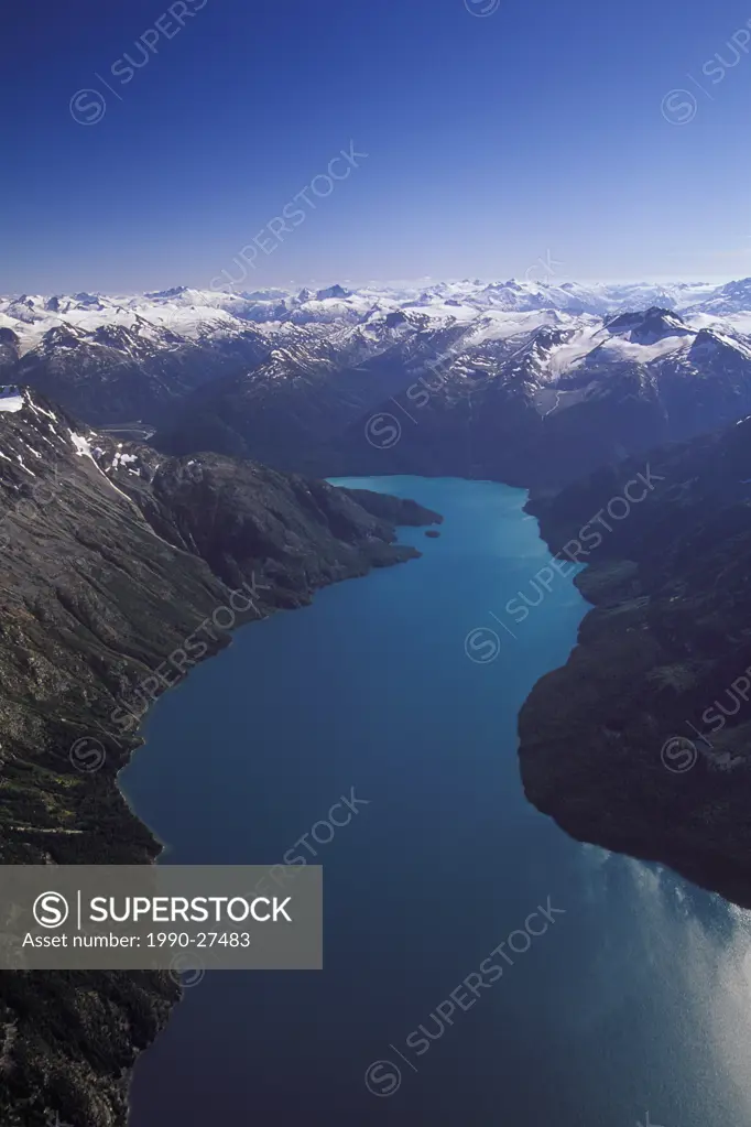 Aerial of Chilko Lake, Ts´yl-os Provincial Park, British Columbia, Canada