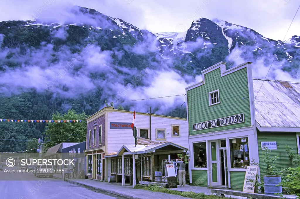 The town of Stewart in Northern British Columbia sits at the head of the Portland Canal and borders the Alaskan town of Hyder, downtown heritage buidi...