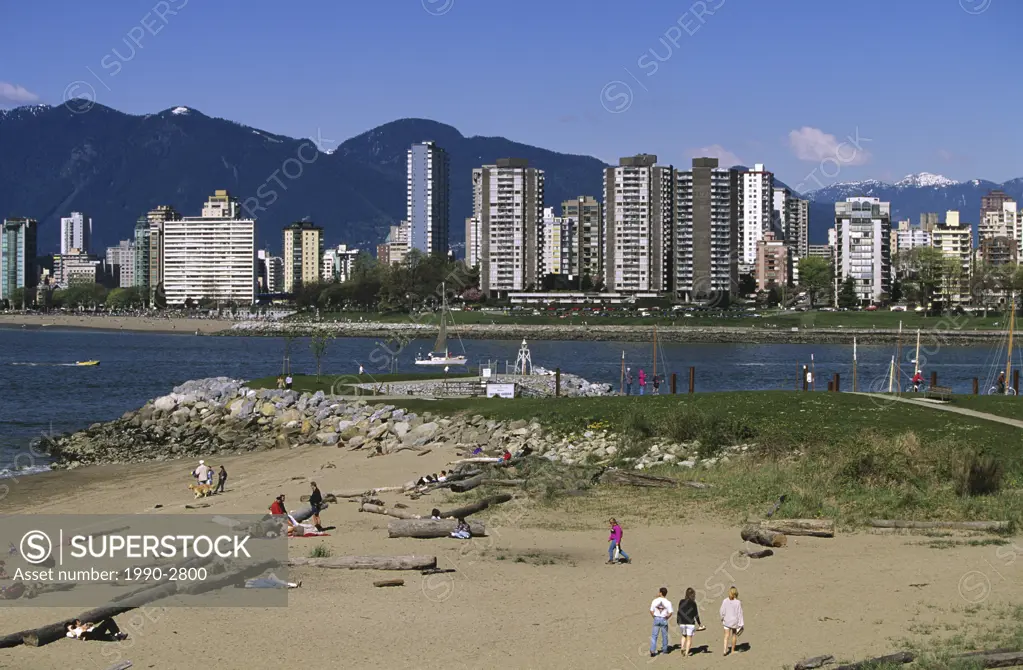 kitsalano beach across from the westend of Vancouver, British Columbia, Canada