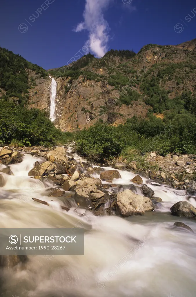 Waterfall and creek, Twin Falls, Glacier Gulch, Smithers, British Columbia, Canada