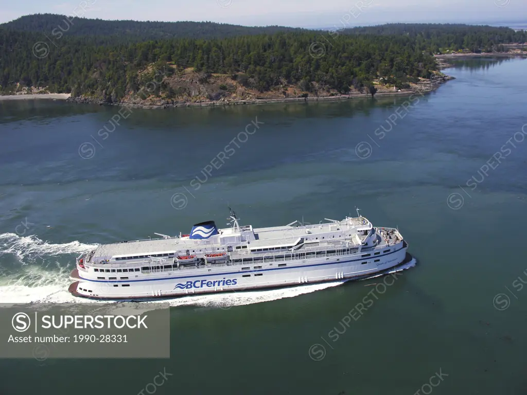 BC Ferries ship cruises through Active Pass, British Columbia, Canada