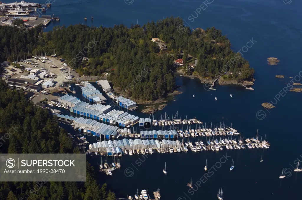 Canoe Cove Marina aerial, near Sidney, Vancouver Island, British Columbia, Canada