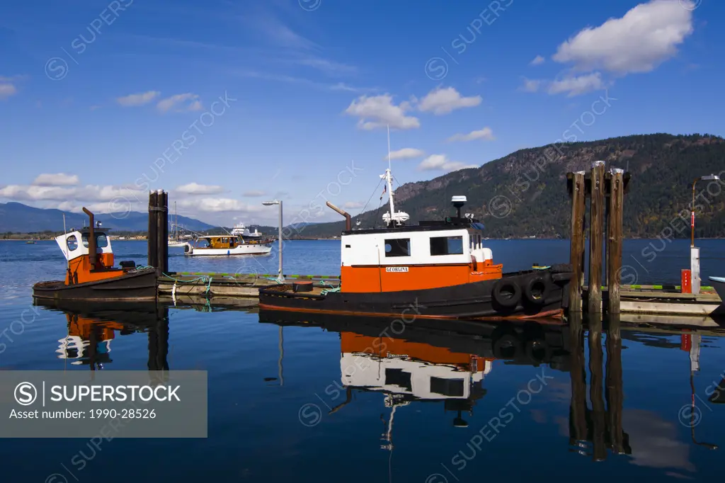 work boat at dock, Cowichan Bay, Vancouver Island, British Columbia, Canada