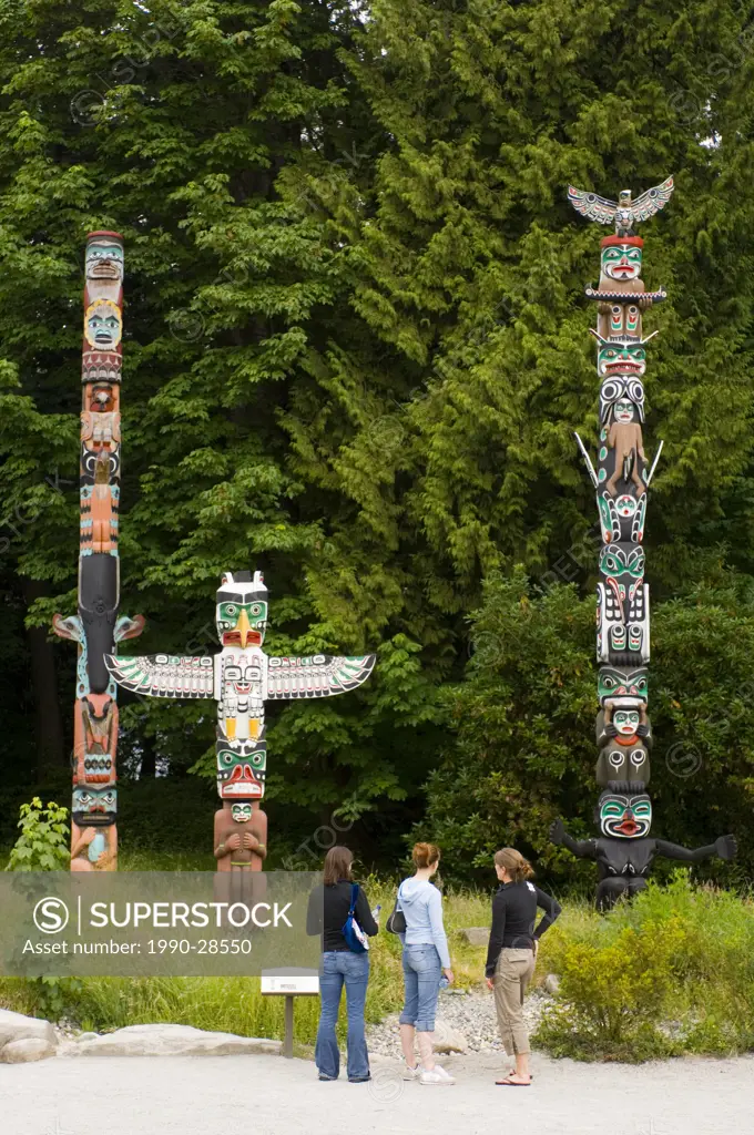 Brockton totem pole area of Stanely Park, Vancouver, British Columbia, Canada