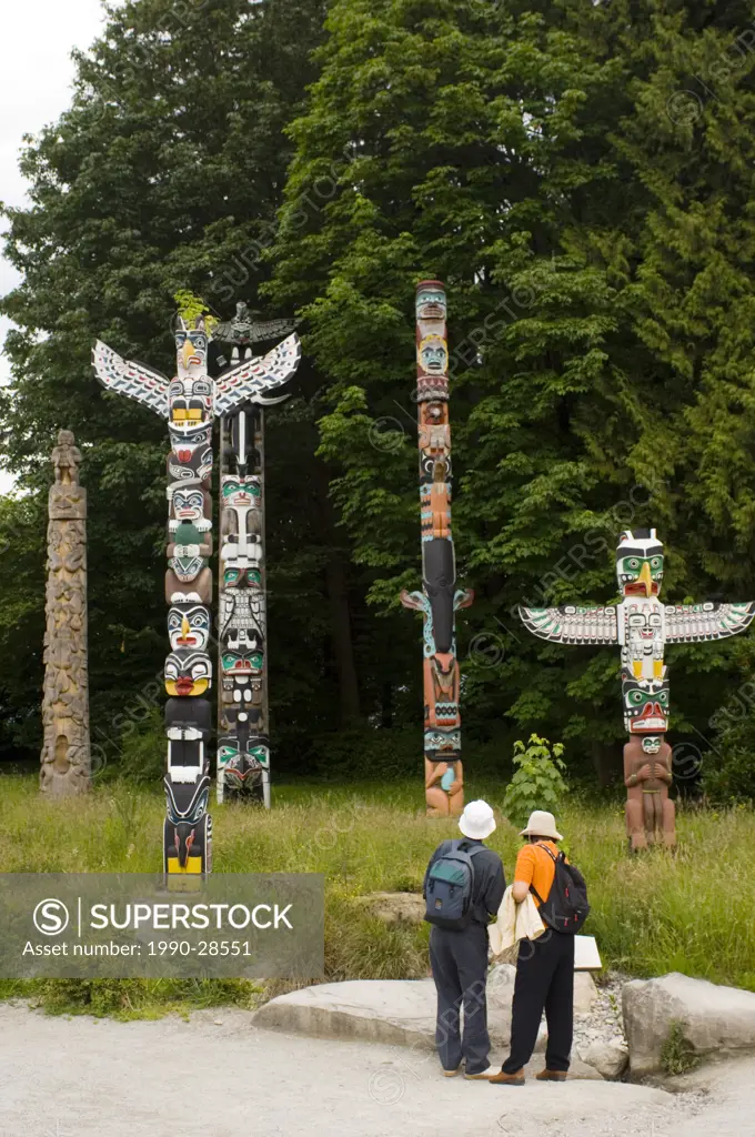 Brockton totem pole area of Stanely Park, Vancouver, British Columbia, Canada