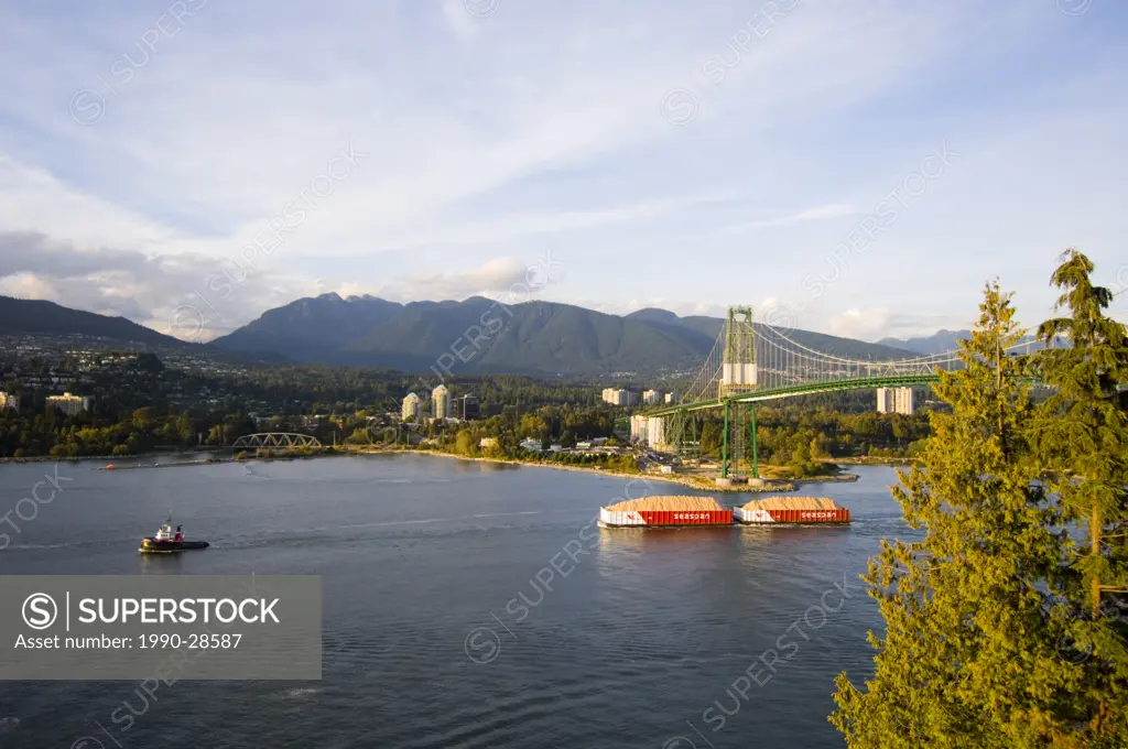 Lions Gate Bridge from Prospect Point, Stanley Park, Vancouver, British Columbia, Canada
