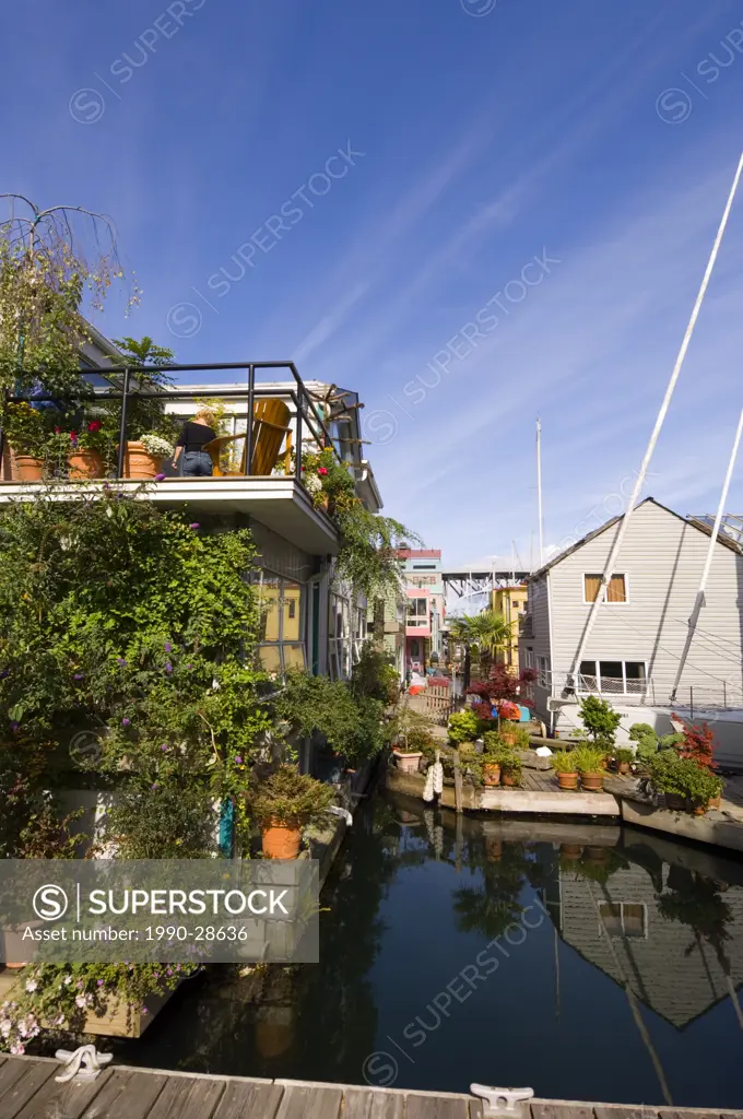 Float homes in False Creek, Vancouver, British Columbia, Canada