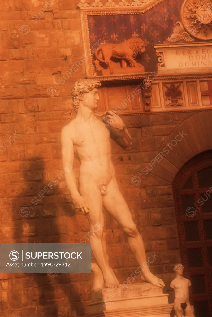 Italy, Florence , replica statue of David in Plaza della Signoria