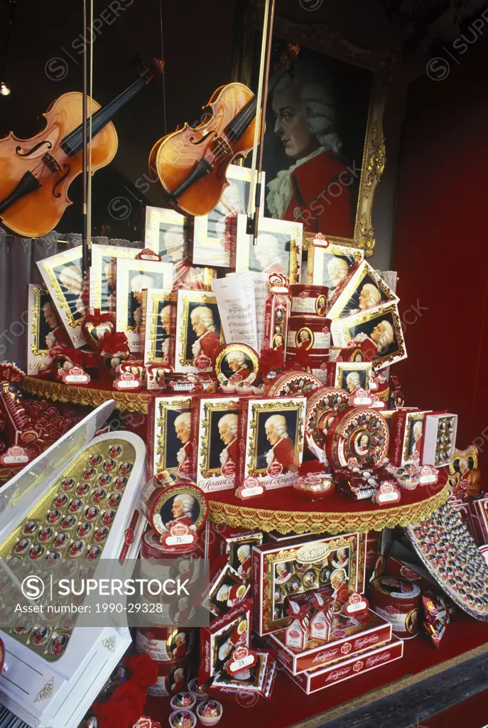 Austria, Strasbourg, Mozart merchandise display