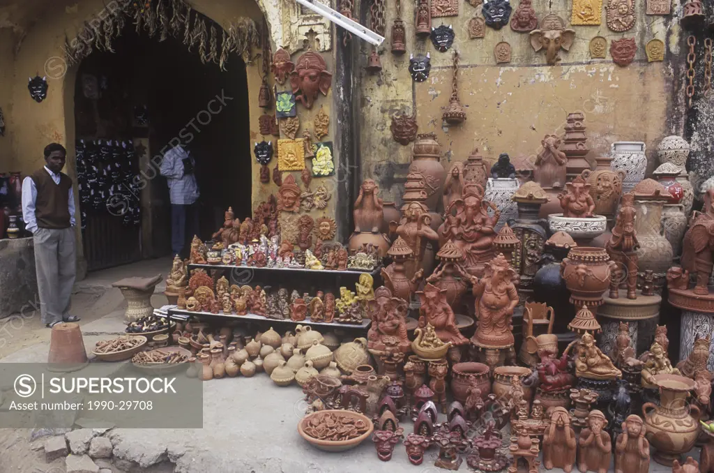 India, Rajastan, Jaipur, craft display of iconic figures of hindu tradition.