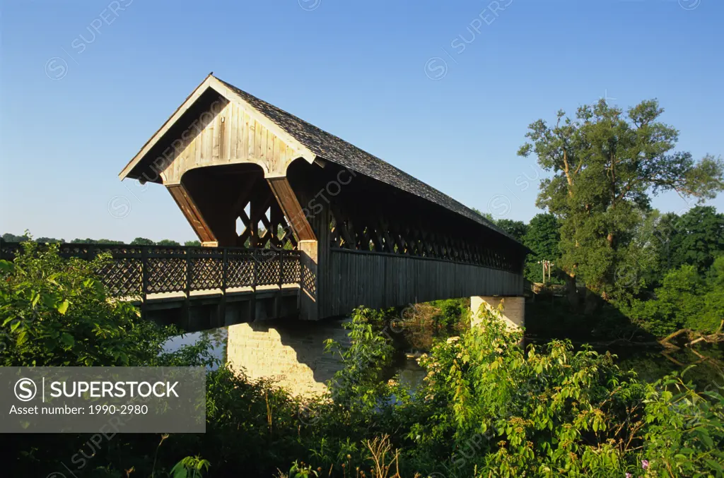 Covered bridge on City Park trail, Guelph, Ontario, Canada