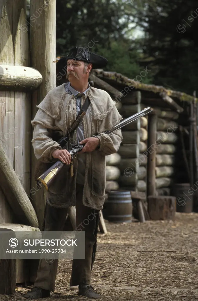 USA, Oregon, Fort Clatsop, Lewis and Clark period re_enactment.