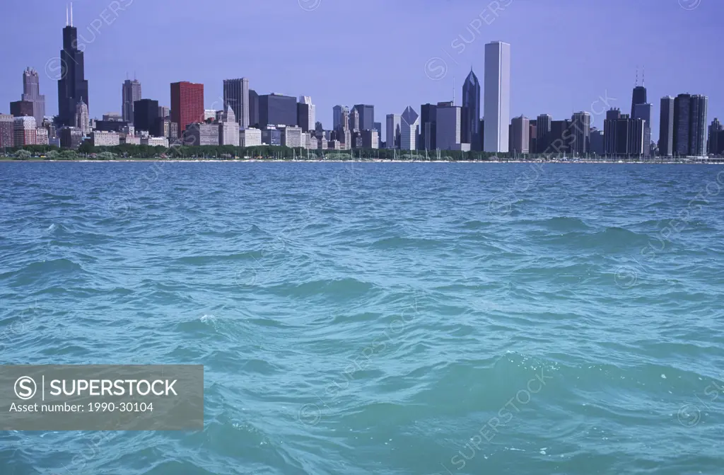 USA, Chicago, skyline from Lake Michigan