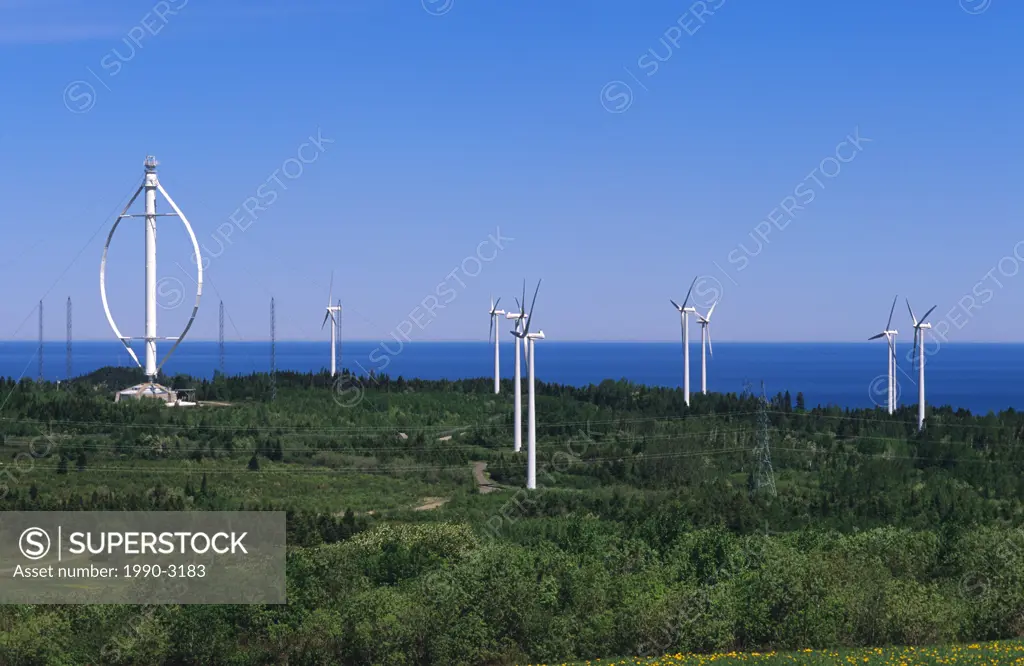 Wind generators and wind turbines, Cap-Chat, Gaspe Peninsula, Quebec, Canada