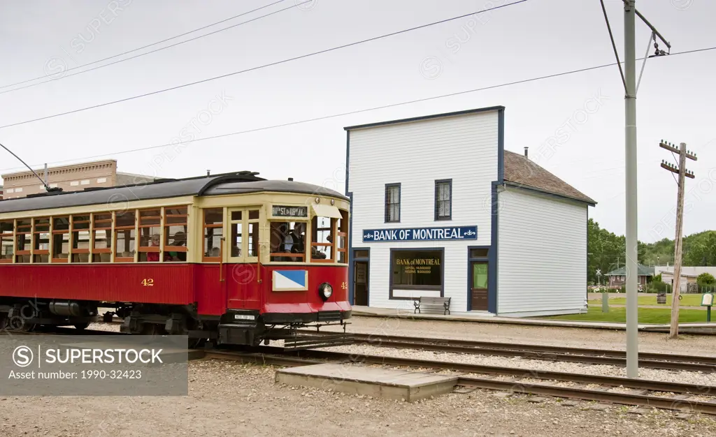 Historic buildings and tram, Fort Edmonton, Edmonton, Alberta