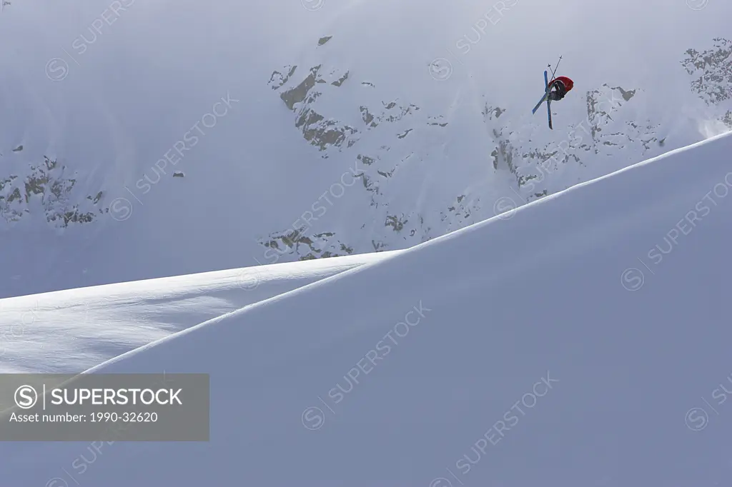 Skiier doing flight, Whistler, BC, Canada