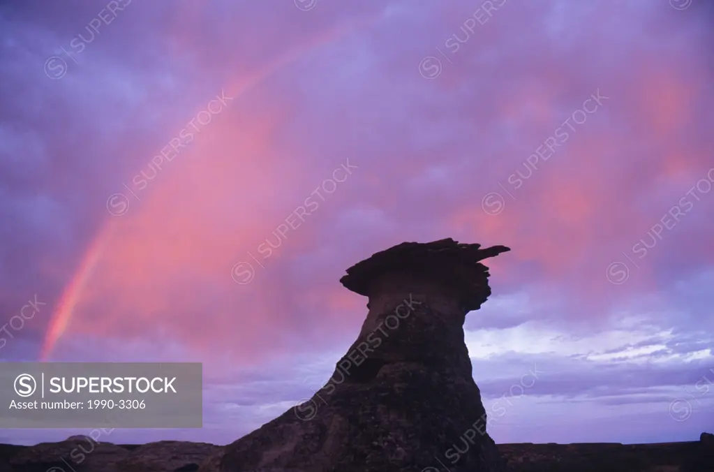 Hoodoo landscape at dawn, writing on stone provincial park, alberta, canada