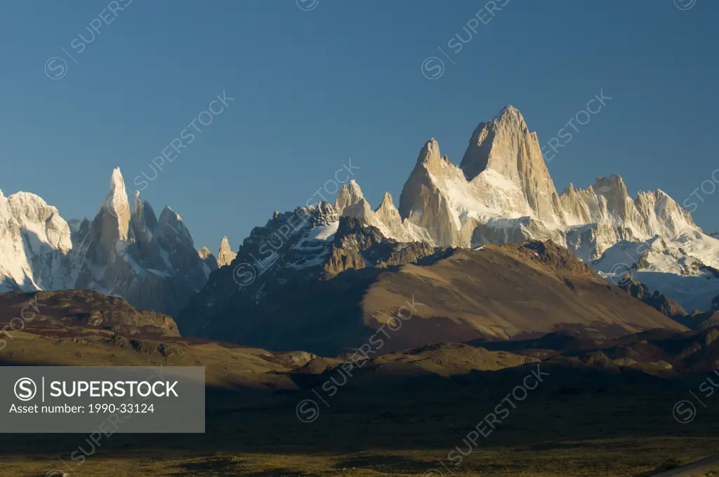 Cerro Torre and El Chalten, or Mount Fitzroy, in Parque Nacional Los Glacieres, Argentina