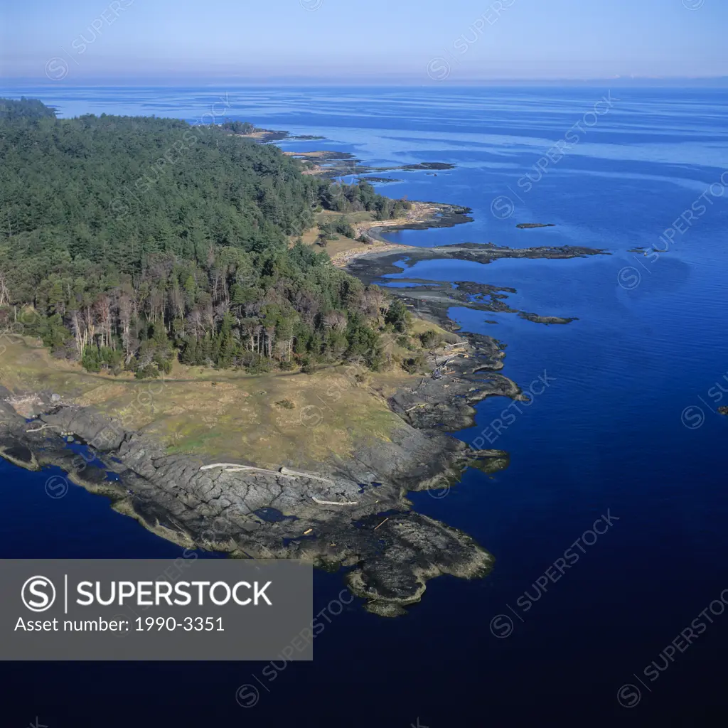 Aerial of Hornby Island, Strait of Georgia, British Columbia, Canada