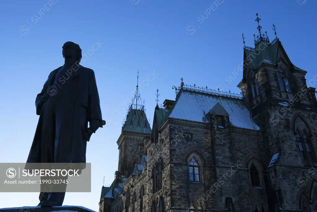 Statue of Sir Wilfrid Laurier and Parliament Buildings, Ottawa, Ontario, Canada